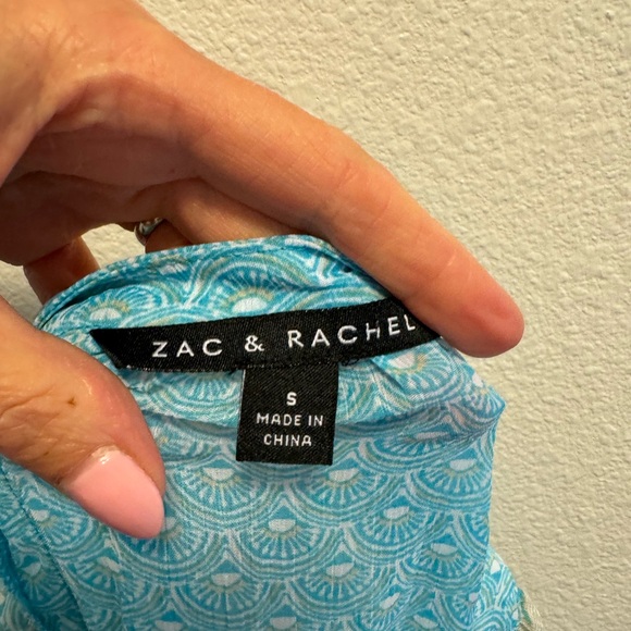 Zac & Rachel Aqua Blue Blouse Top Semi Sheer Size S Small - Picture 4 of 8